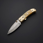 Handmade Damascus Liner Lock Folding Knife // 2743