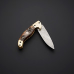 Handmade Damascus Liner Lock Folding Knife // 2744