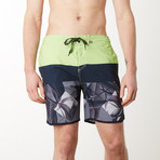 Palm Block 4 Way Stretch Swim Shorts // Lime (L)