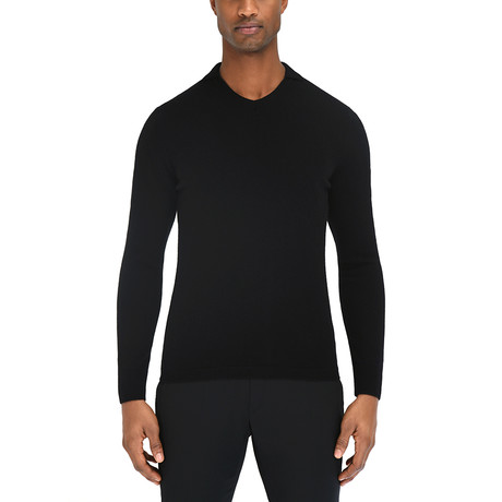 Opulent Long-Sleeve Polo Sweater // Black (S)
