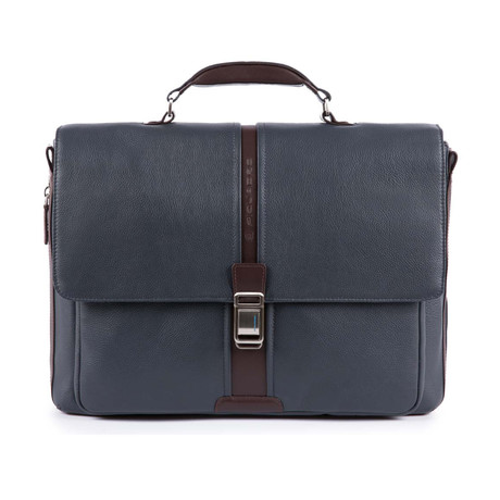 Leather Flap Briefcase // Blue