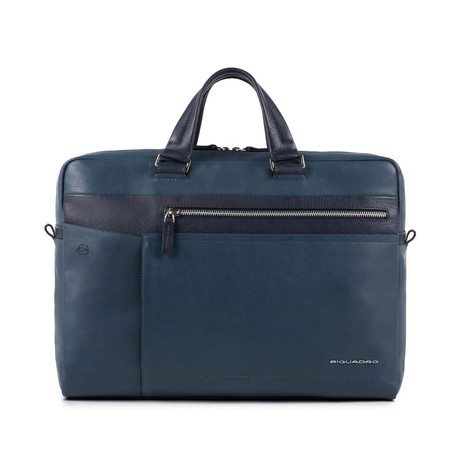 Leather Handle Briefcase // Blue