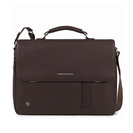 Leather Briefcase + Two-Sided Flap // Dark Brown
