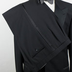 Brioni // Rigoletto Wool Peak Lapels Tuxedo Suit // Black (Euro: 48)