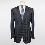 D'Avenza // Pattern Wool Blend Tuxedo Sport Coat // Gray + Black (Euro: 50)
