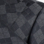 D'Avenza // Pattern Wool Blend Tuxedo Sport Coat // Gray + Black (Euro: 50)