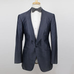 D'Avenza // Dotted Silk Tuxedo Sport Coat Blazer // Blue (Euro: 50)