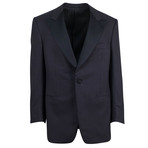 D'Avenza // Wool Satin Trim Tuxedo Dinner Jacket V1 // Black (Euro: 50)