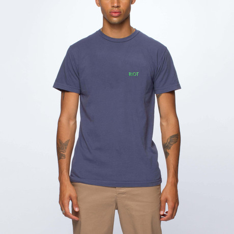 Riot Embroidered Tee // Pigment Navy (XS)