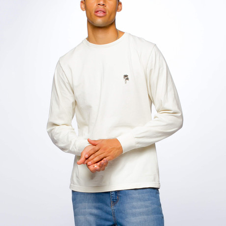 Palms Embroidered Varsity Long Sleeve // Antique White (XS)