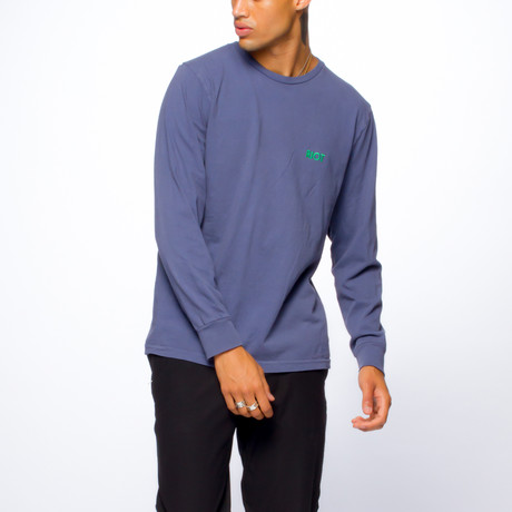Riot Embroidered Varsity Long Sleeve // Pigment Navy (XS)