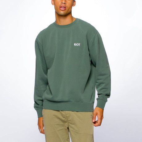 Riot Embroidered Varsity Sweatshirt // Pigment Alpine Green (XS)