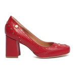 Hearted Studded Block Heel // Red (IT: 35)