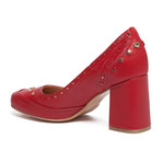 Hearted Studded Block Heel // Red (IT: 36)