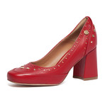 Hearted Studded Block Heel // Red (IT: 35)