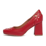 Hearted Studded Block Heel // Red (IT: 36)