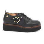 Leather Platform Heart Sneaker // Black (IT: 38)