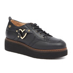 Leather Platform Heart Sneaker // Black (IT: 39)