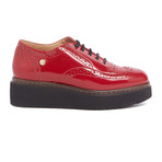 Leather Platform Lace-Up Shoes // Red (IT: 41)