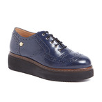 Leather Platform Lace-Up Shoes // Blue (IT: 40)