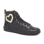 High-Top Leather Heart Sneakers // Black (IT: 37)