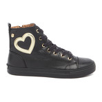 High-Top Leather Heart Sneakers // Black (IT: 40)