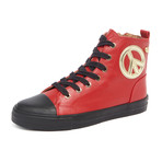 High-Top Leather Heart Sneakers // Red + Black (IT: 41)