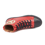 High-Top Leather Heart Sneakers // Red + Black (IT: 40)