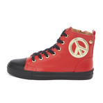 High-Top Leather Heart Sneakers // Red + Black (IT: 38)