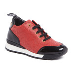 Love Moschino // High-Top Embossed Logo Sneaker // Red + Black (IT: 41)