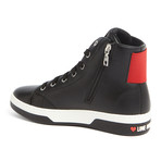 Leather Lace-Up Heart Sneaker // Black + Red (IT: 40)