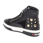 High-Top Leather Studded Sneakers // Black (IT: 40)