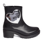 Block Heel Leather Boot // Black + Silver (IT: 35)