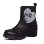 Block Heel Leather Boot // Black + Silver (IT: 40)