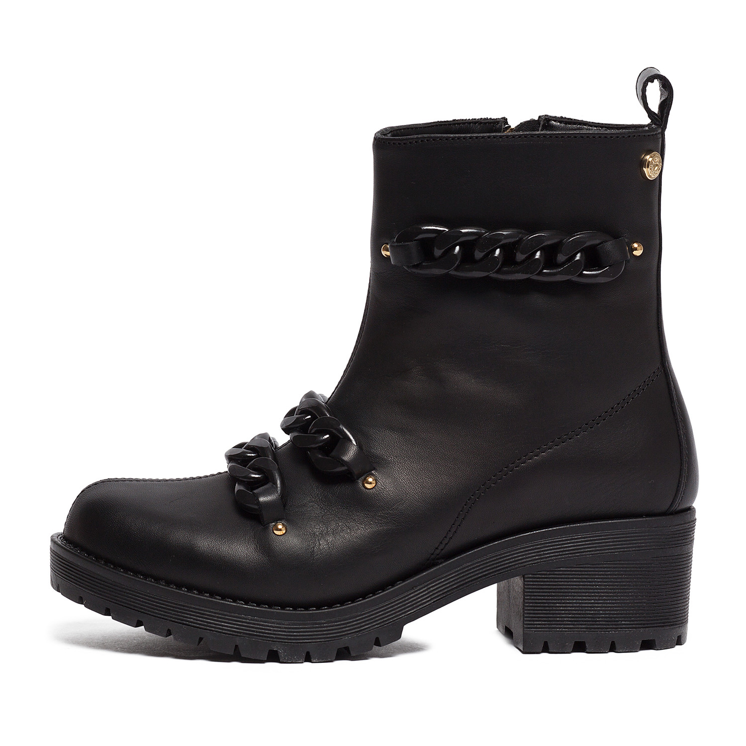 Block Heel Leather Chained Boot // Black + Black (IT: 35) - Love ...