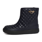 Quilted Leather Boot // Navy (IT: 36)
