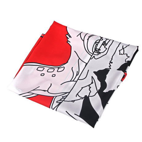 Givenchy // Split Abstract Bambi Scarf // Red