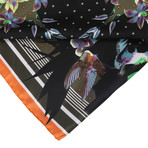 Givenchy // Abstract Floral Scarf // Green + Black + Multicolor