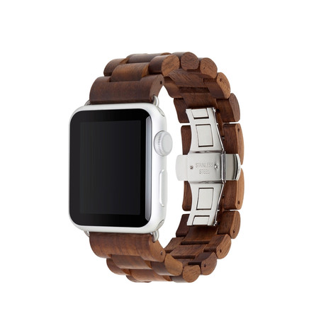 EcoStrap // Wooden Apple Watch Band // Walnut + Silver (Apple Watch 1-4 (38mm/40mm))
