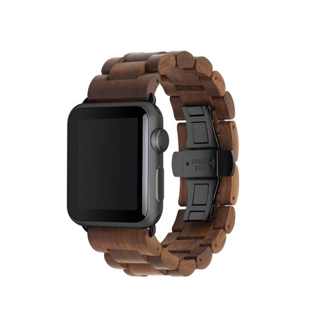EcoStrap // Wooden Apple Watch Band // Walnut + Black (Apple Watch 1-4 (38mm/40mm))