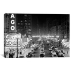 Night Scene Of Chicago State Street With Traffic // 1953 (26"W x 18"H x 0.75"D)