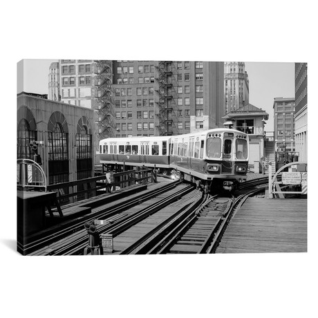 Chicago Public Transportation El Train Turning I // 1960s - 1970s (26"W x 18"H x 0.75"D)