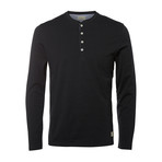 Niklas Long-Sleeve Split Neck Henley // Black (M)