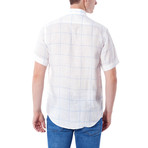 Big Plaid Short-Sleeve Button-Up Shirt // White (XS)