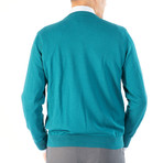 V-Neck Knit Sweater // Teal (XS)