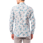 Painted Floral Button-Up Shirt // Turqoise (XL)