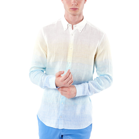 Gradient Button-Up Shirt // Yellow + Blue (XS)