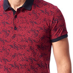 Decorative Print Polo // Claret Red (XL)