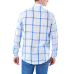 Big Plaid Pattern Button-Up Shirt // Light Blue (40)