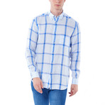 Big Plaid Pattern Button-Up Shirt // Light Blue (40)